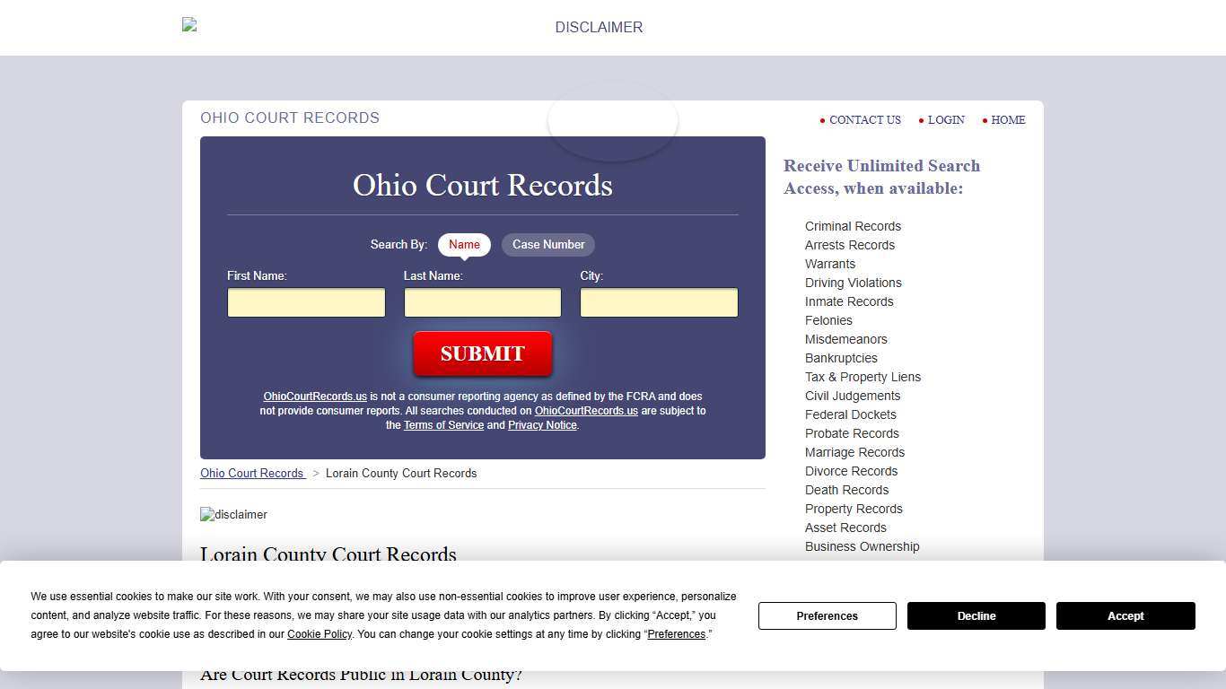 Lorain County Court Records OhioCourtRecords.us