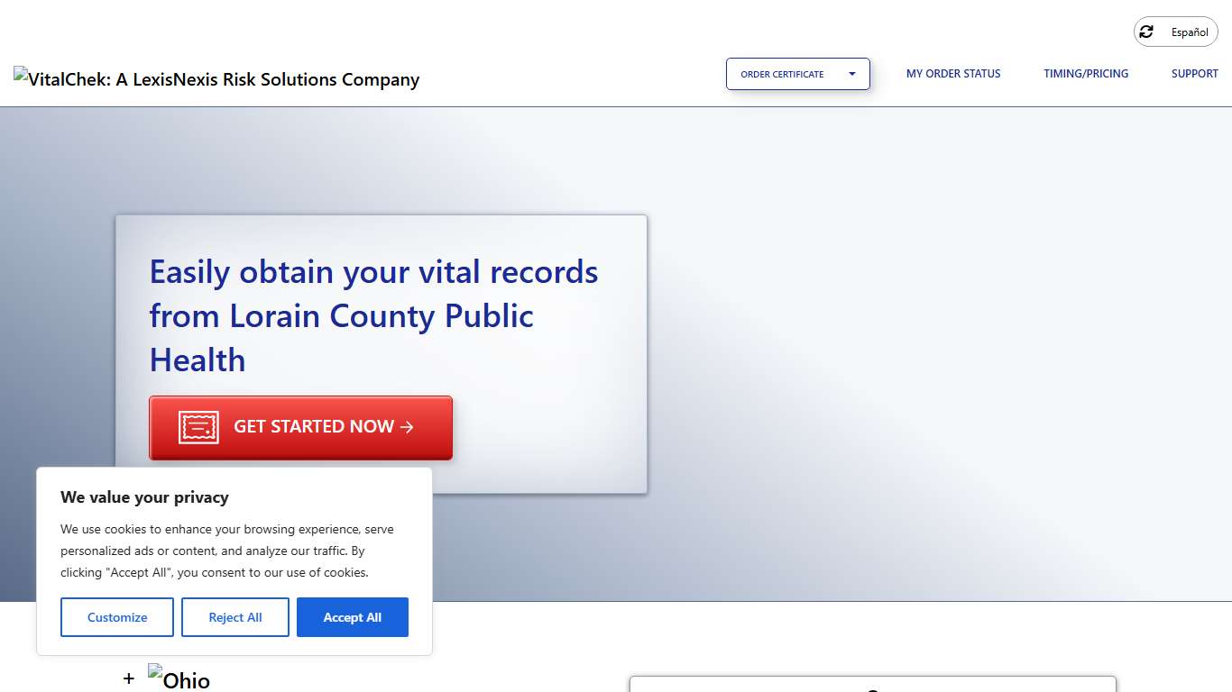Lorain County Public Health (OH) Order Certificates - VitalChek